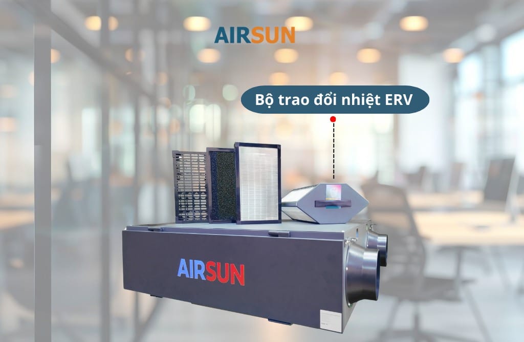 Thi Công Thông Gió Biệt Thự Tiết Kiệm, Hiệu Quả Cao 3 Bộ trao đổi nhiệt EVR trong máy cấp khí tươi Airsun