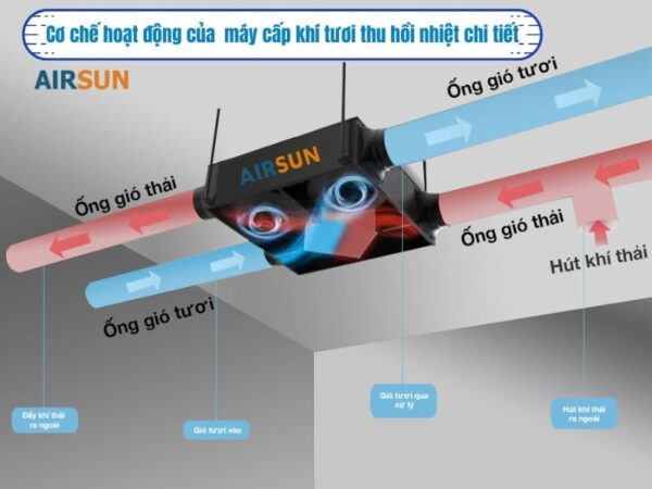Cơ chế hoạt động của máy cấp khí tươi hồi nhiệt